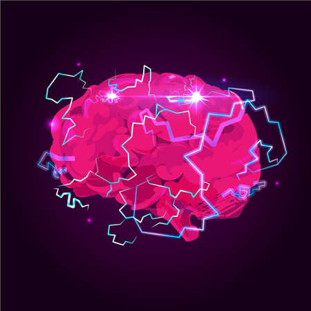 Charge the brain with lighting bolt - vector illustration