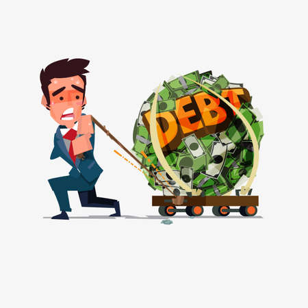 A businessman is hauling a big money ball - vectorのイラスト素材