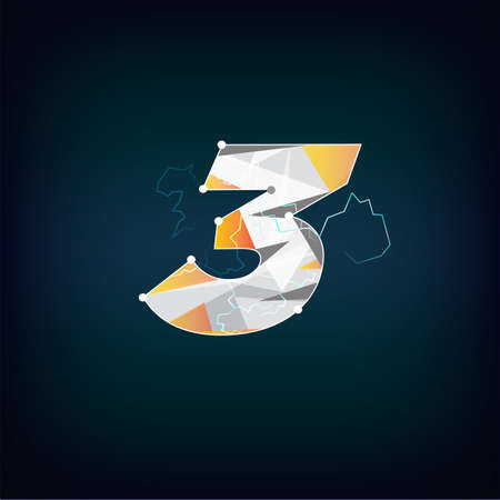 Polygon of number 3. Abstract number concept - vector illustrationのイラスト素材