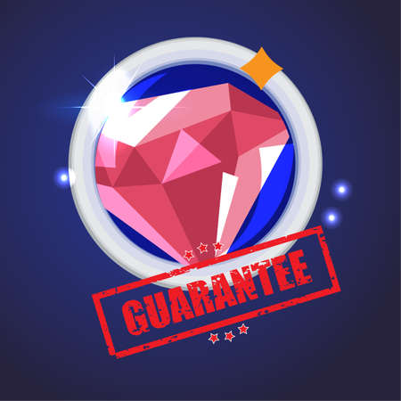 zoom of diamonf with guarantee stamp - vector illustrationのイラスト素材