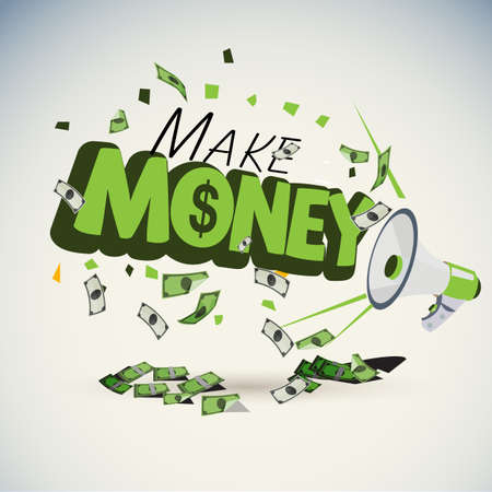 megaphone with  "Make money " typographic - vector illustration - vector illustrationのイラスト素材