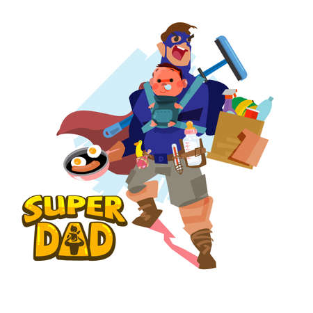 super dad. hero concept. character design - vector illustrationのイラスト素材