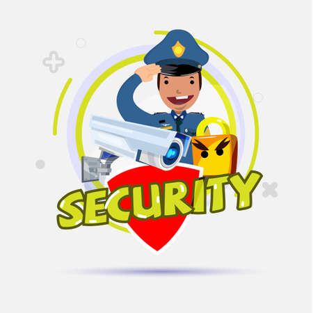 security concept. cctv camera and police - vector illustrationのイラスト素材