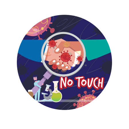 Handshake with bacteria or virus - vector illustrationのイラスト素材