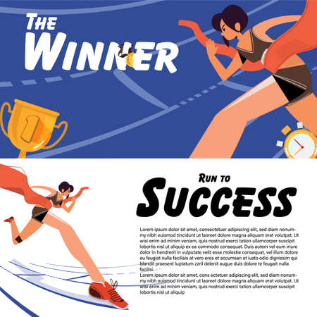 female athlete crossing finish line. successful and get achievement concept - vectorのイラスト素材
