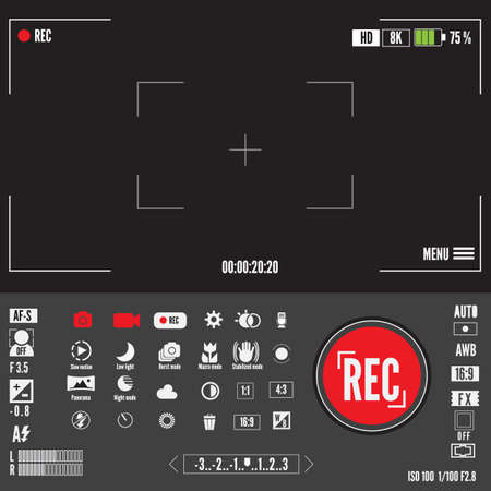 Record video or photo symbol. viewfinders screen or movie recording preview vector set - vectorのイラスト素材