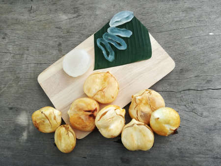 Fresh YoungToddy Palm with skin on and peeled
