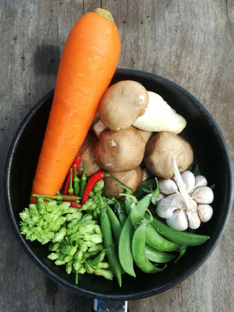 Food Preparation for Cooking Stir-Fried Mixed Vegetables, Vegetarian Dishの写真素材