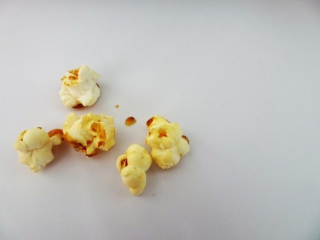 Popcorn on white background.の写真素材