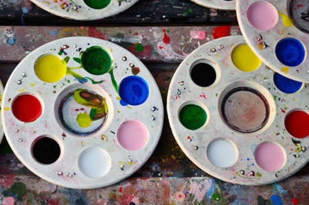 Palette with watercolorsの写真素材