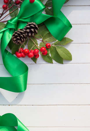 Christmas Bow and Berriesの写真素材