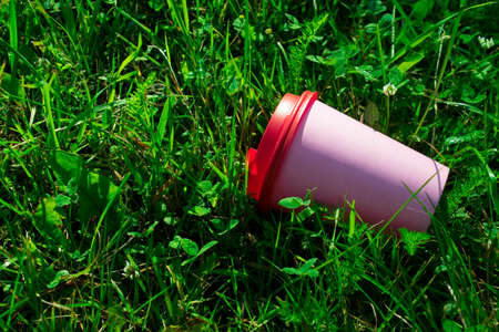 A cup of coffee in the grass, coffee in the morning, nature, coffee