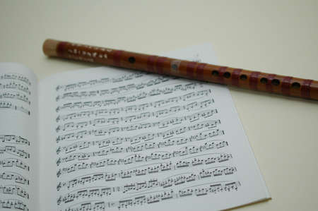 chinese flute with scoreの写真素材