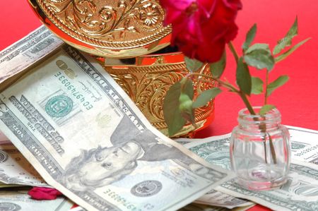 note with cup and flowerの写真素材