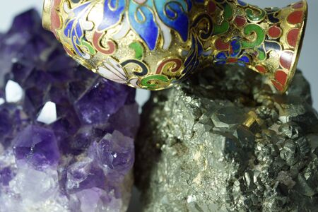 Crystal, stone and china vase