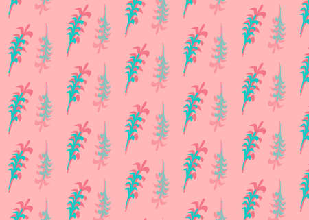 Branches of plants on a pink backgroundのイラスト素材
