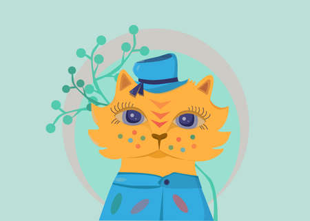 Orange circus catのイラスト素材
