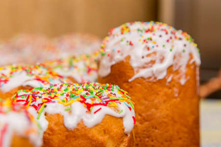 Traditional Ukrainian easter meal - paskaの写真素材