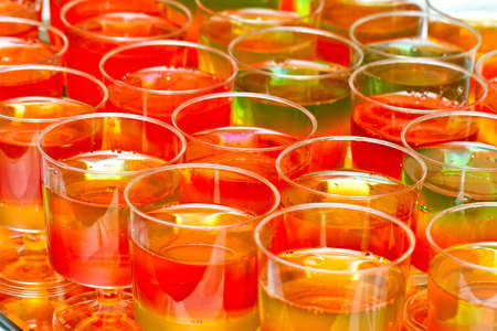 Glasses with colored jellyの写真素材