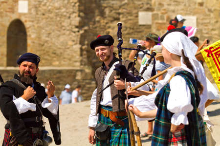 minstrelsy on Historical Festival "Genoa Helmet" in Sudak strongholdのeditorial素材