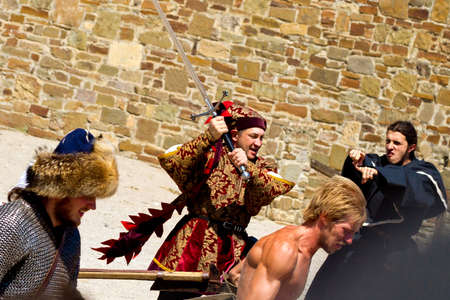 Historical Festival "Genoa Helmet" in Sudak fortressのeditorial素材