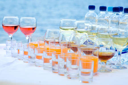 Drinks on the banquet tableの写真素材
