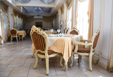 Interior of a retro luxury hotel restaurantのeditorial素材