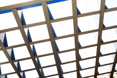 Fragment of ceiling or roof modular steel structure. abstract background.の写真素材