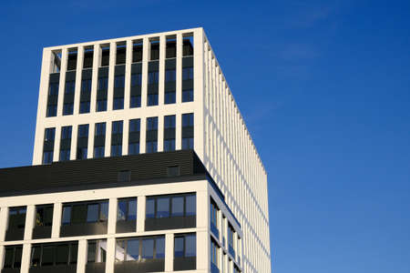 Exterior of a modern office buildings in a new contemporary business center.