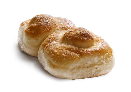 One fresh sugar bun on the white backgroundの写真素材