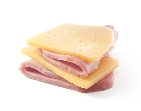 Isolated sandwich with cheese and ham on the whiteの写真素材