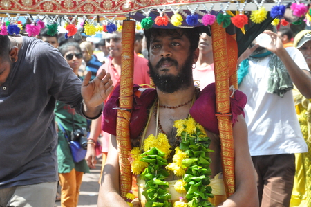 Hindu devotees celebrate Thaipusam at Batu Cavesのeditorial素材