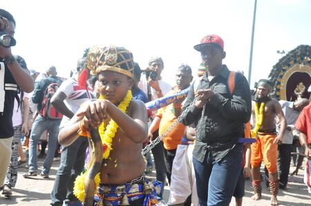 Some of Child Hindu devotees celebrate Thaipusamのeditorial素材