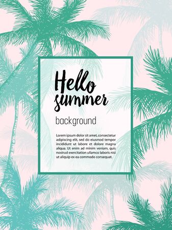 Seamless pattern palm tree background vector illustration. Perfect for invitations, greeting cards, wrapping paper, posters, fabric print.のイラスト素材