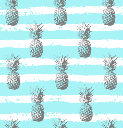 Seamless pattern silver pineapple background vector illustration. Perfect for invitations, greeting cards, wrapping paper, posters, fabric print.のイラスト素材