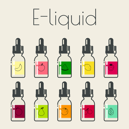 Icons of E-Liquid with different flavorのイラスト素材