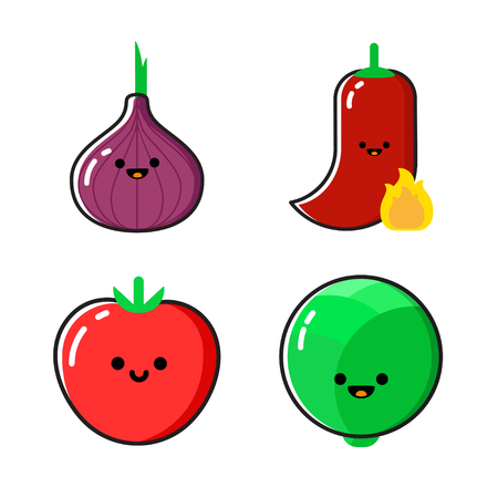 A set of cartoon vegetables illustrationのイラスト素材