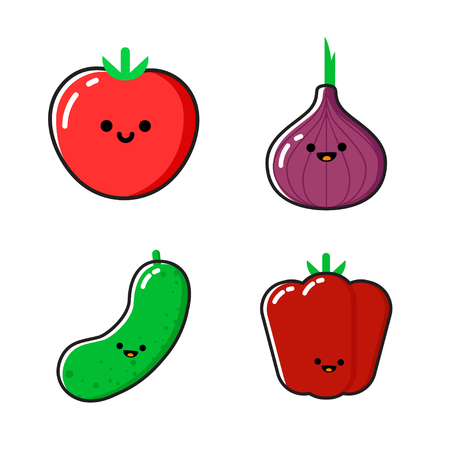 A set of cartoon vegetables illustrationのイラスト素材