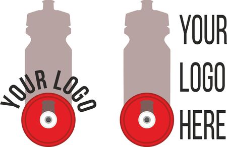 Top view sports water bottle red casts a shadow on the tableのイラスト素材