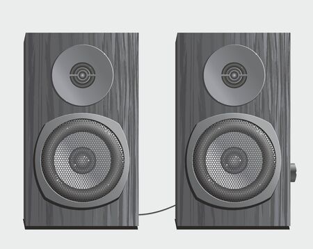 Musical speakers, wooden gray with two speakers eachのイラスト素材
