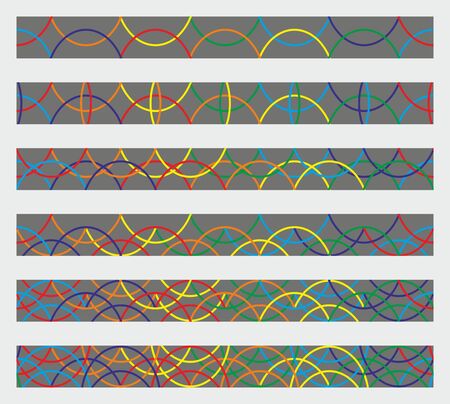 Seamless ornamental pattern of round elements. Rainbow Psychedelic vector braceletのイラスト素材