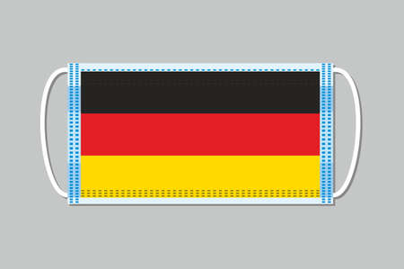 Medical mask with Germany flag on it. Flat design on a gray background. vector face maskのイラスト素材