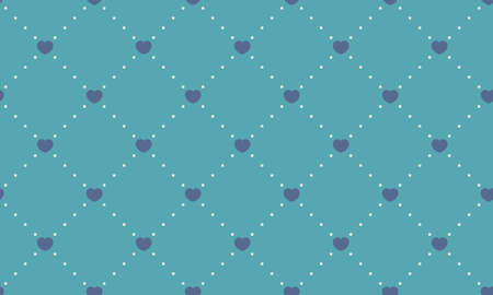 Endless seamless pattern of hearts. Blue vector hearts on turquoise. Wallpaper for wrapping paper. Background for Valentine's Dayのイラスト素材