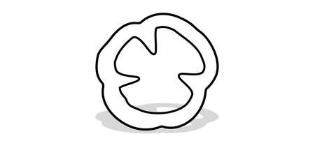 paprika ring. Sliced sweet pepper. Vector bell pepper. Monochrome black and white drawingのイラスト素材