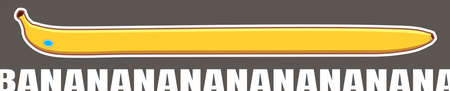 Extremely very long straight vector banana. Ripe yellow fruit on gray backgroundのイラスト素材