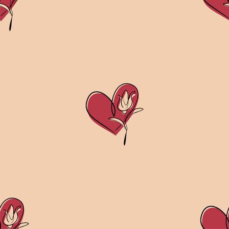 Heart and Flower Seamless Patternのイラスト素材