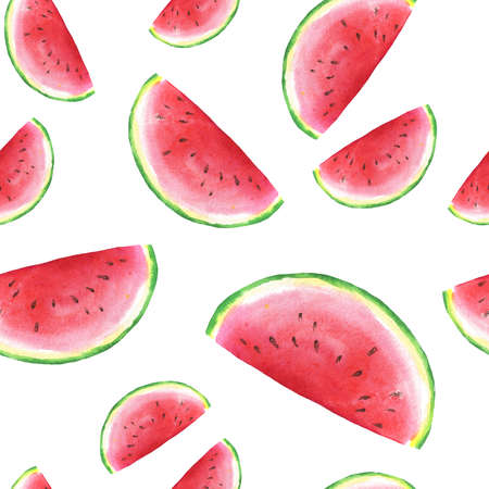 Seamless pattern with watermelon. Hand drawn illustration.の写真素材
