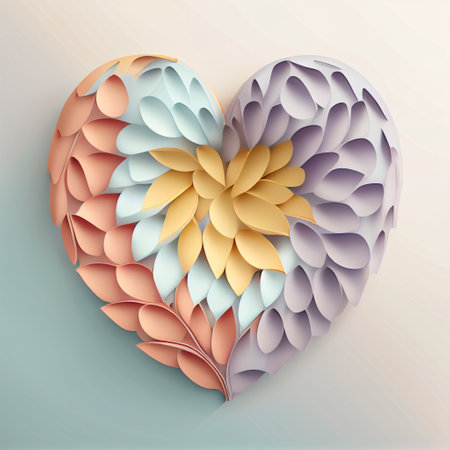 Valentine's Day Paper cut heart. Generative AI.の素材
