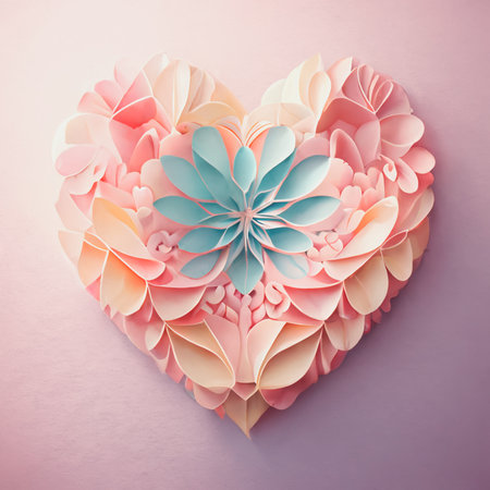 Valentine's Day Paper cut heart. Generative AI.の素材