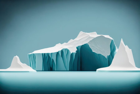 Iceberg in a ocean. White ice huge lump in water. Antarctic landscape. Generative AI.の素材